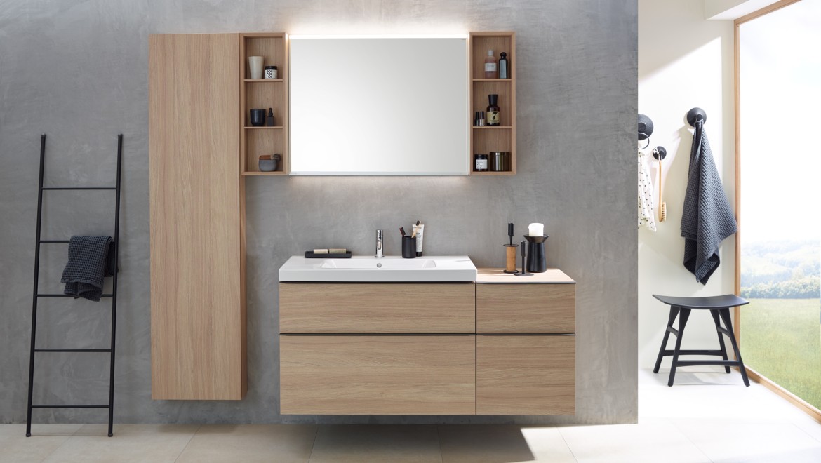 Casa de banho com móveis da série Geberit iCon Casa de banho com móveis da série Geberit iCon