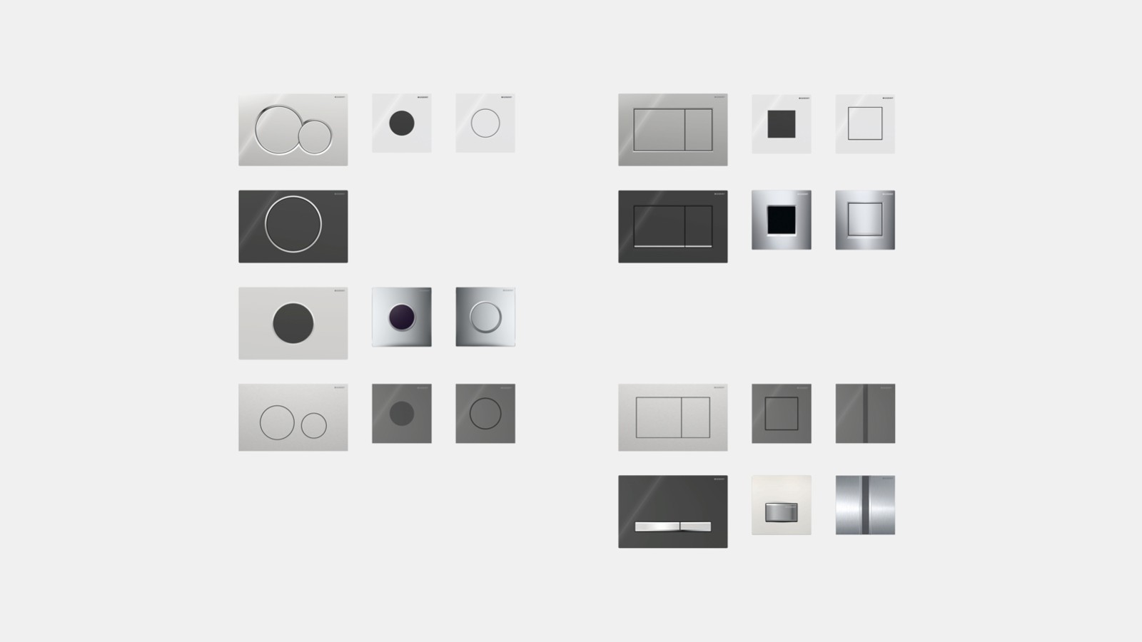 Placas de descarga Geberit para sanitas e para urinóis Placas de descarga Geberit para sanitas e para urinóis