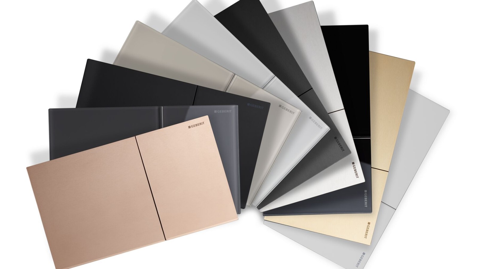 Gama de superfícies disponíveis para a placa de comando de descarga Geberit Sigma70 Gama de superfícies disponíveis para a placa de comando de descarga Geberit Sigma70