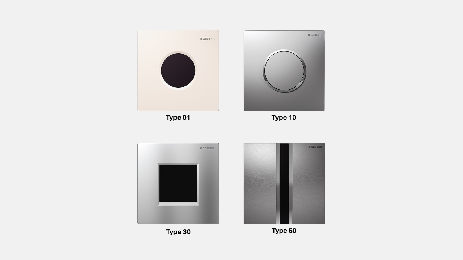 Placas de comando de descarga de infravermelhos e mecânicas Geberit para urinóis Placas de comando de descarga de infravermelhos e mecânicas Geberit para urinóis