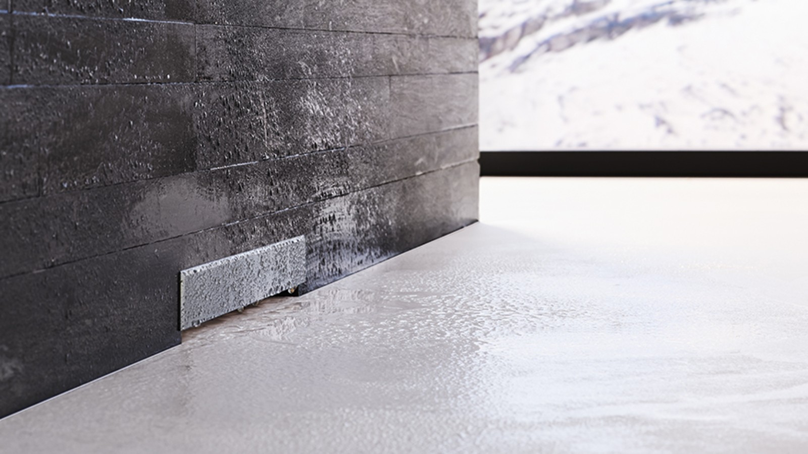 Drenagem de parede Geberit para um duche de pavimento