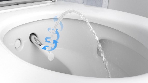 Sistema de lavagem integrada Geberit AquaClean com bocal do jato