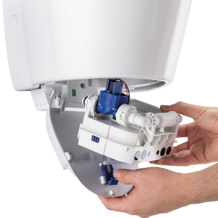 Módulo de controlo eletrónico de urinol Geberit numa estação de ancoragem Módulo de controlo eletrónico de urinol Geberit numa estação de ancoragem