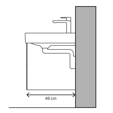 Perfil do lavatório ONE com drenagem vertical