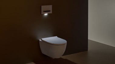 Placa de descarga Geberit Sigma50 square, com luz de orientação