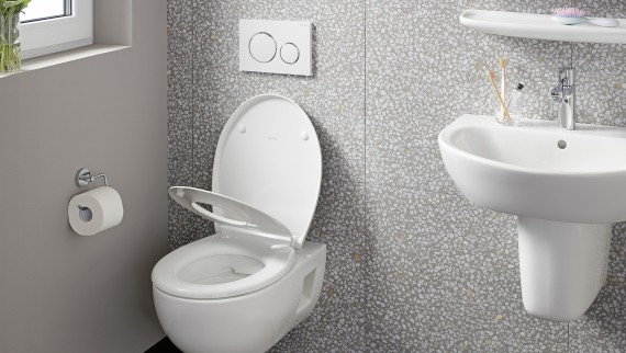 WC suspensa numa parede com tijoleira WC suspensa numa parede com tijoleira