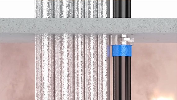 Isolamento de ducto da Geberit para proteção contra incêndios Isolamento de ducto da Geberit para proteção contra incêndios
