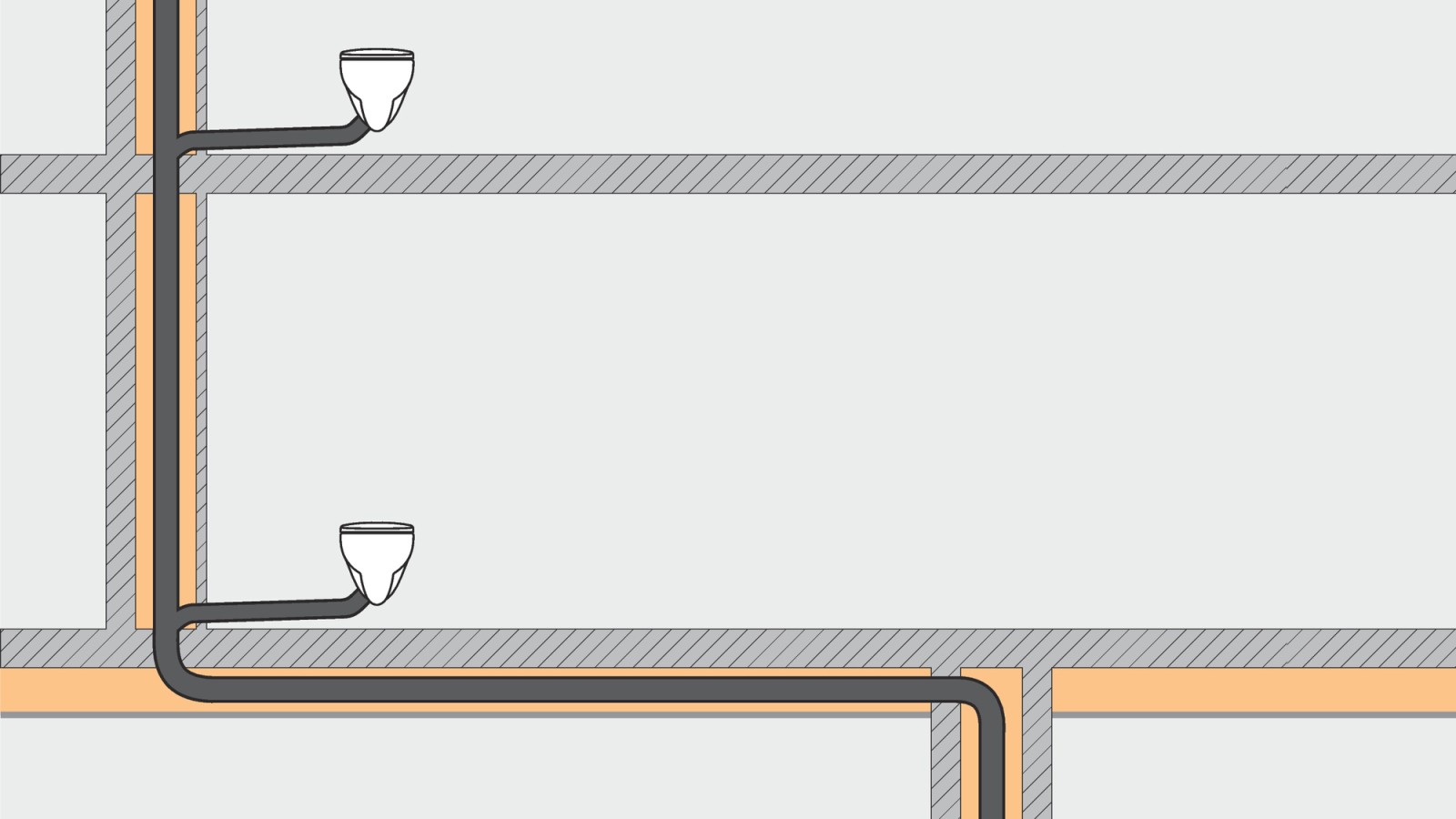 Os sistemas de drenagem que utilizam o Geberit SuperTube requerem menos espaço e proporcionam mais liberdade no planeamento Os sistemas de drenagem que utilizam o Geberit SuperTube requerem menos espaço e proporcionam mais liberdade no planeamento