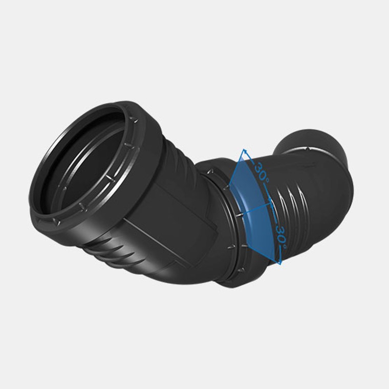 Ajuda de alinhamento fácil: a marca de 30° nos acessórios Geberit Silent-PP Ajuda de alinhamento fácil: a marca de 30° nos acessórios Geberit Silent-PP