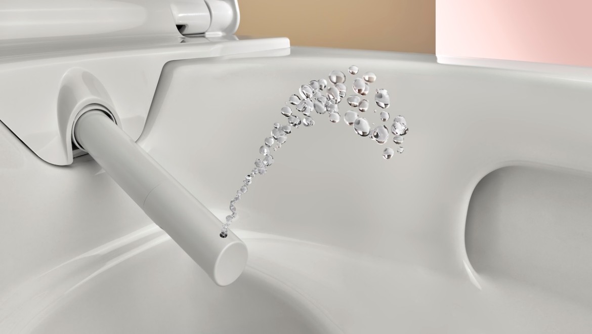 Sanita com sistema integrado de lavagem Geberit AquaClean Alba com tecnologia WhirlSpray Sanita com sistema integrado de lavagem Geberit AquaClean Alba com tecnologia WhirlSpray