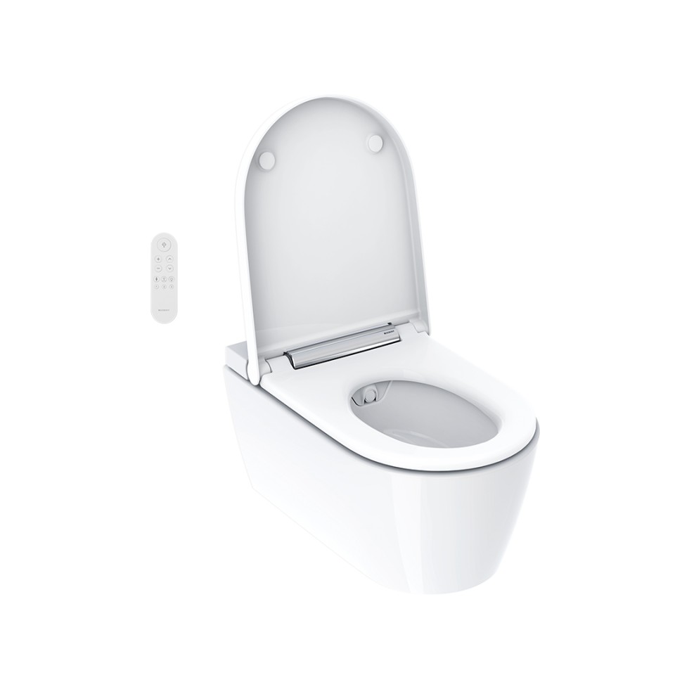 Geberit AquaClean Sela com tampa de sanita aberta Geberit AquaClean Sela com tampa de sanita aberta