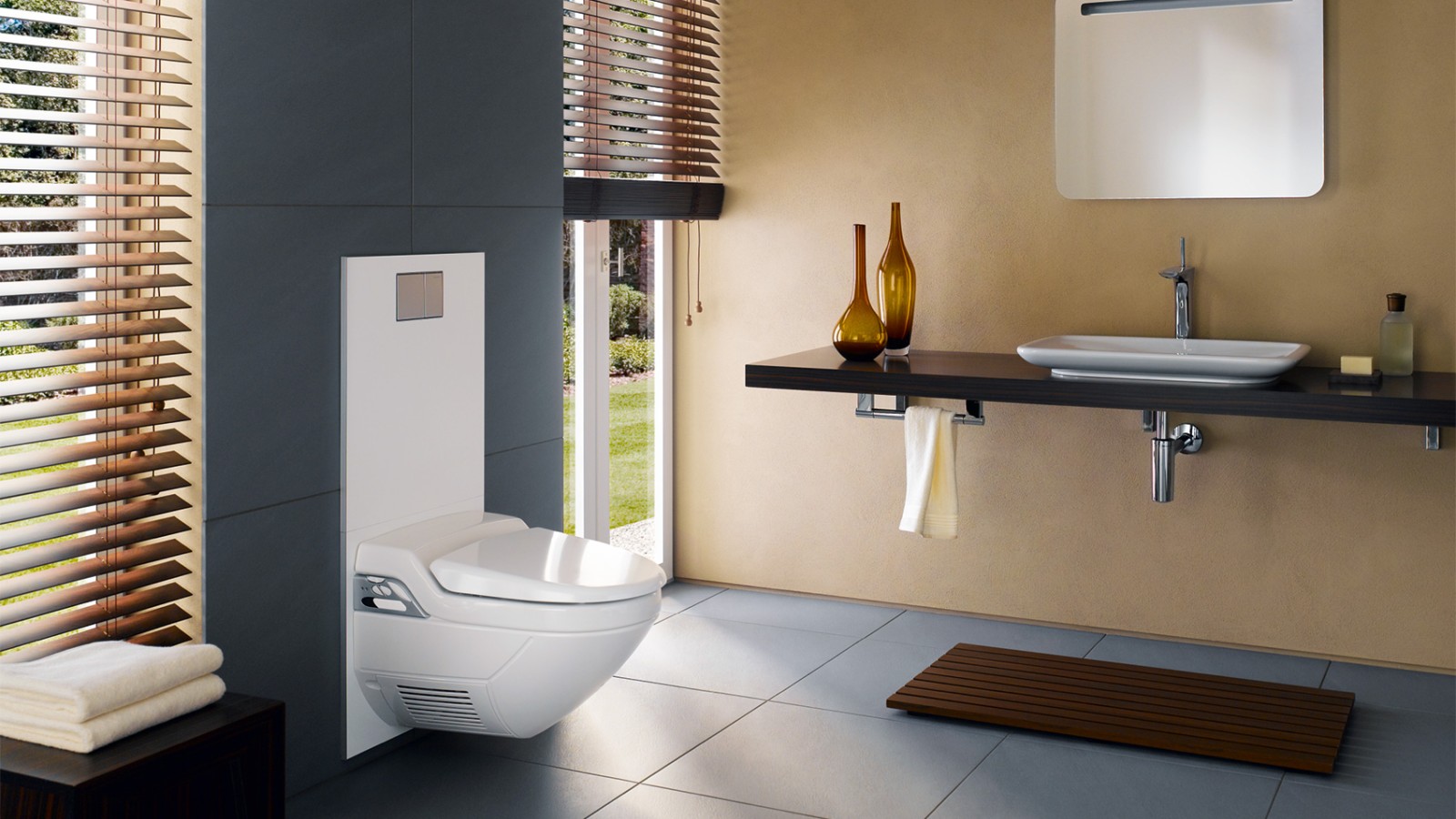 Visualmente ,os anos 90 trouxeram o regresso da tranquilidade, com muitas casas de banho a tornarem-se um pouco maiores