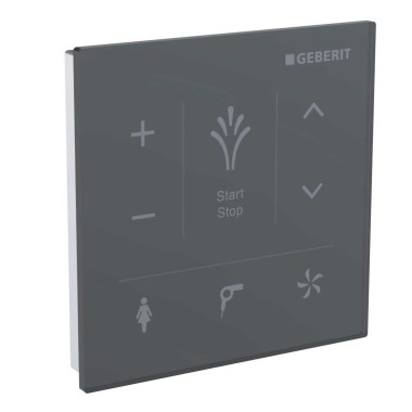 Painel de controlo preto da sanita com sistema integrado de lavagem AquaClean Mera para montar na parede Painel de controlo preto da sanita com sistema integrado de lavagem AquaClean Mera para montar na parede