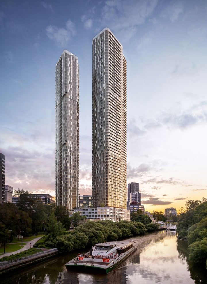 As duas 180 George Towers dominam os bairros ocidentais de Sydney (© Meriton Group) As duas 180 George Towers dominam os bairros ocidentais de Sydney (© Meriton Group)