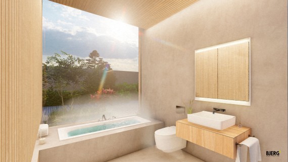 Devemos ter uma sensação de calma e serenidade numa casa de banho com 6 metros quadrados (© Bjerg Arkitektur)