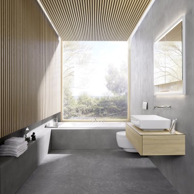 O projeto de casa de banho vencedor do concurso 6x6 do gabinete de arquitetura dinamarquês Bjerg Arkitektur (© Geberit)
