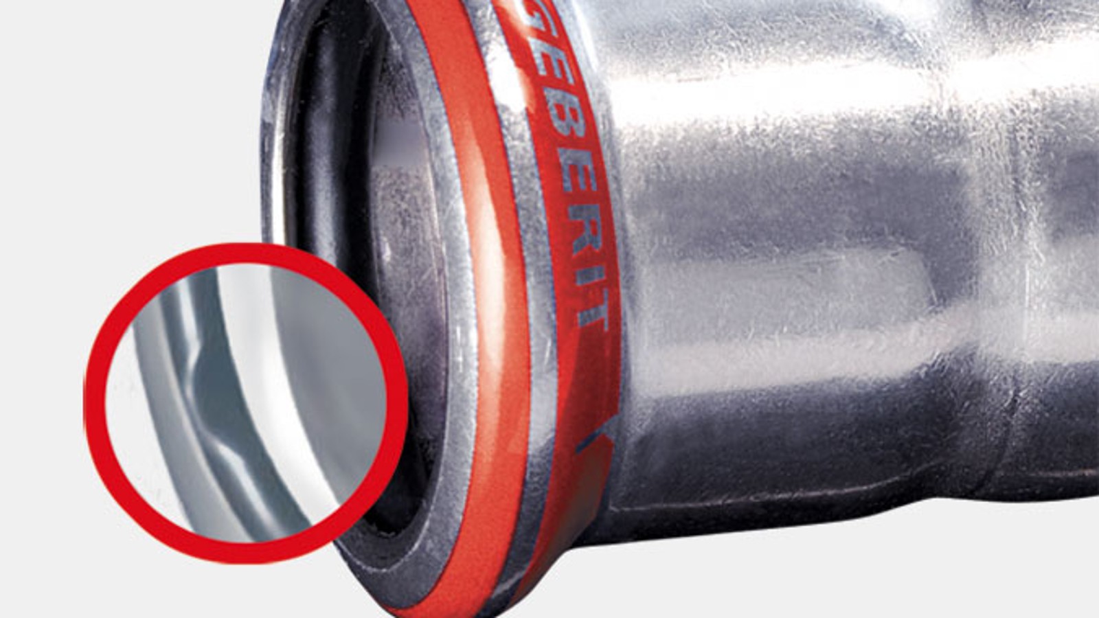 Acessório Geberit Mapress Aço carbono com indicador de compressão vermelho e O-ring preto Acessório Geberit Mapress Aço carbono com indicador de compressão vermelho e O-ring preto