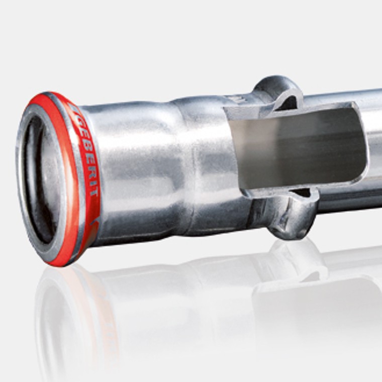 Secção transversal de um acessório Geberit Mapress Aço carbono Secção transversal de um acessório Geberit Mapress Aço carbono