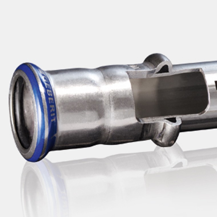 Secção transversal do tubo e ponta de abocardar Geberit Mapress Aço inox Secção transversal do tubo e ponta de abocardar Geberit Mapress Aço inox