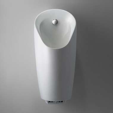 O equipamento de cerâmica Geberit Preda, fino e compacto, com controlo integrado do autoclismo do urinol O equipamento de cerâmica Geberit Preda, fino e compacto, com controlo integrado do autoclismo do urinol