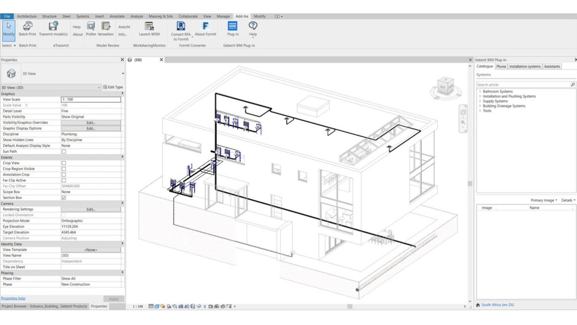Estrutura do produto no catálogo de módulos de instalação em Autodesk® Revit®