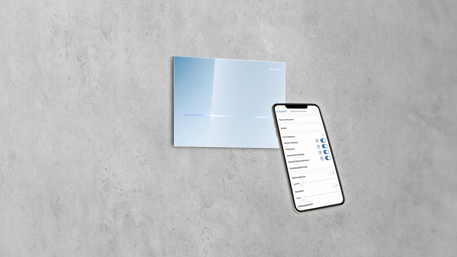 Configurar a descarga Geberit Sigma80 com o Geberit Control
