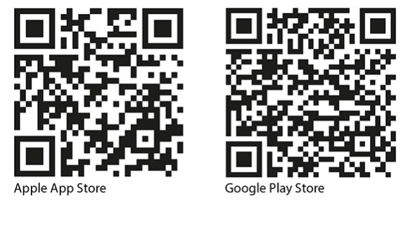 Códigos QR para descarregar a App Geberit Home no iOS e no Android