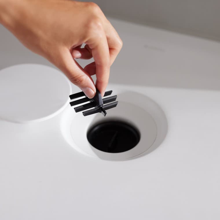 Filtro anti-cabelos integrado Filtro anti-cabelos integrado