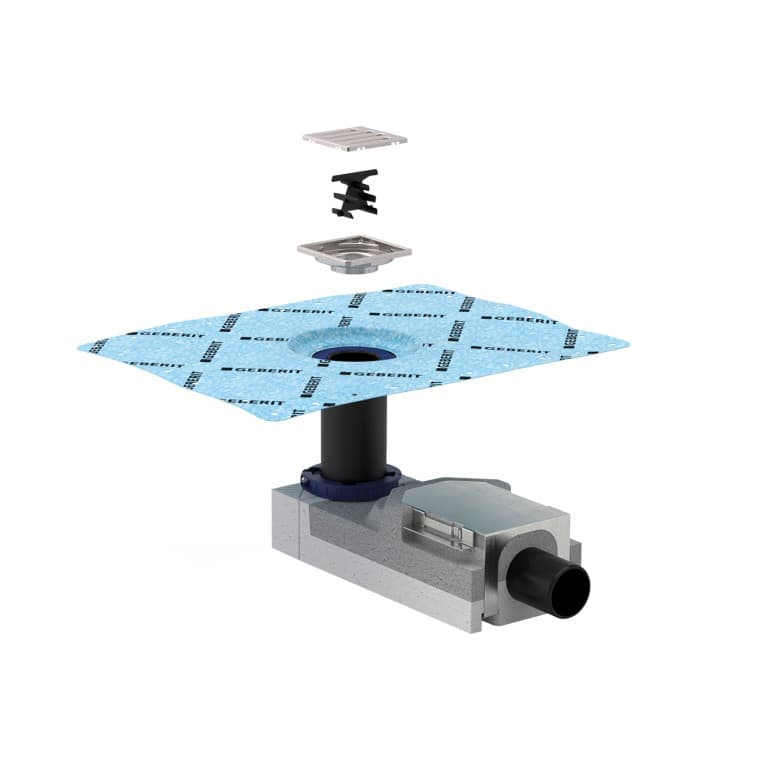 Conjunto de instalação da Geberit para sifão de duche de pavimento Conjunto de instalação da Geberit para sifão de duche de pavimento