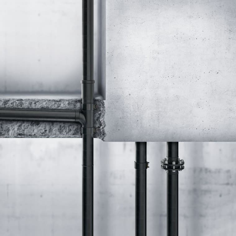 O Geberit PE também pode ser colocado em betão O Geberit PE também pode ser colocado em betão