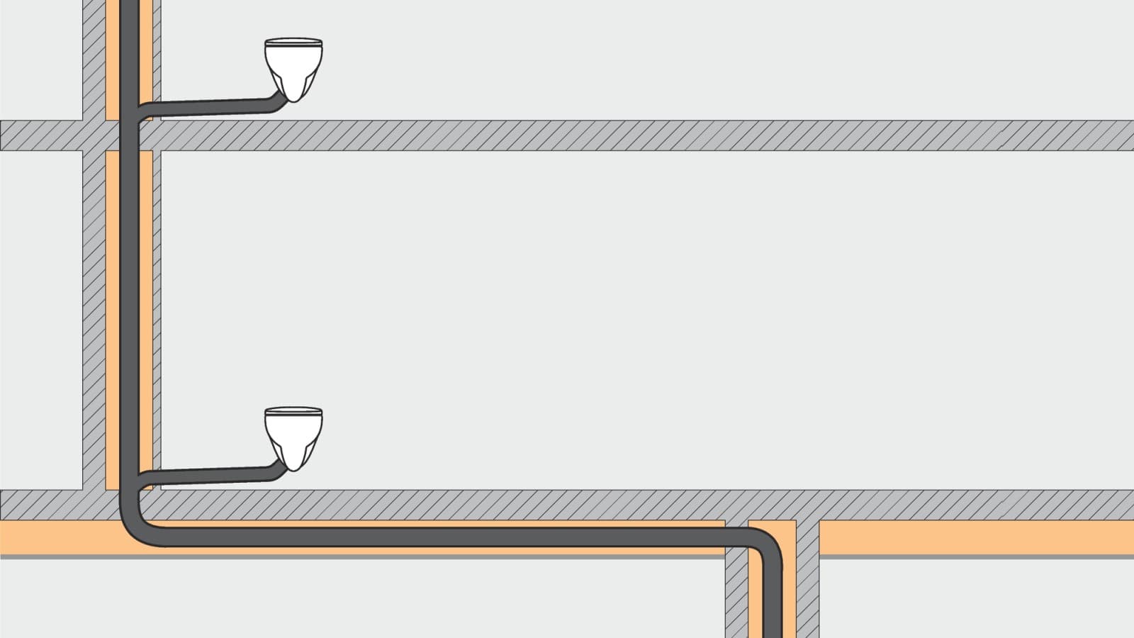 Os sistemas de drenagem que utilizam o Geberit SuperTube requerem menos espaço e proporcionam mais liberdade no planeamento Os sistemas de drenagem que utilizam o Geberit SuperTube requerem menos espaço e proporcionam mais liberdade no planeamento