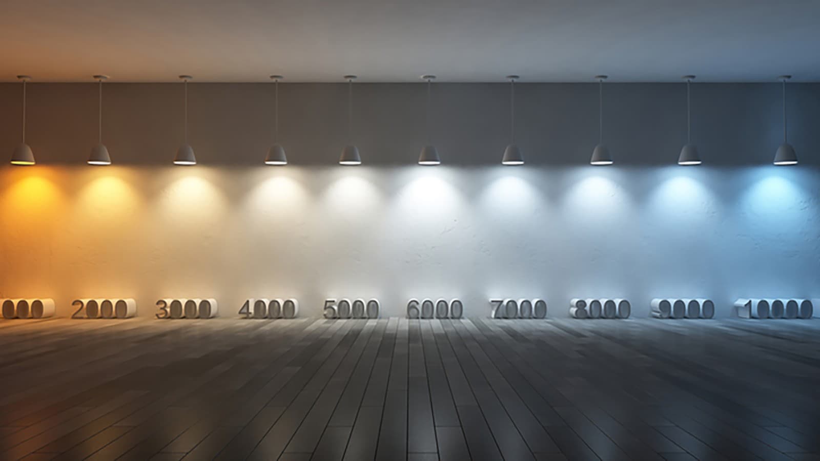 Ilustração de temperatura de cor com diferentes valores de Kelvin (© iStock.com/SuriyaKK) Ilustração de temperatura de cor com diferentes valores de Kelvin (© iStock.com/SuriyaKK)