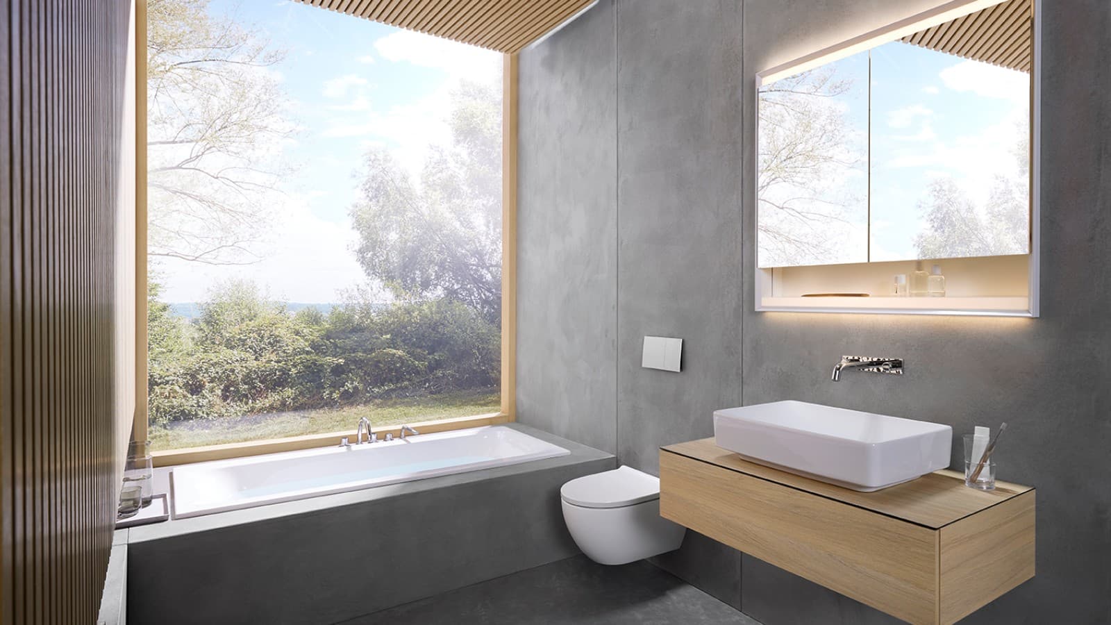Devemos experimentar uma sensação de calma e serenidade na casa de banho de 6 m² (© Geberit) Devemos experimentar uma sensação de calma e serenidade na casa de banho de 6 m² (© Geberit)