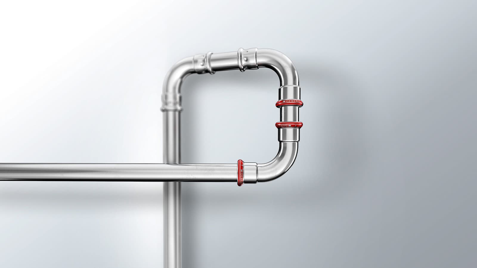 Acessório Geberit Mapress Aço carbono com indicador de compressão vermelho Acessório Geberit Mapress Aço carbono com indicador de compressão vermelho