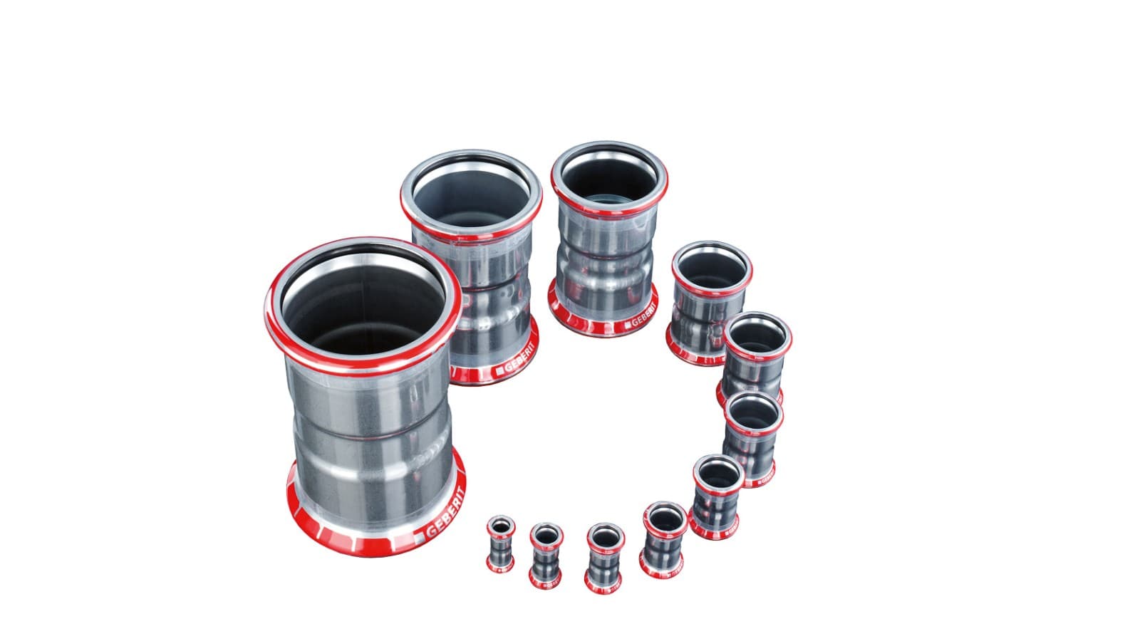 Acessório Geberit Mapress Aço Carbono com indicador de compressão vermelho e O-ring preto Acessório Geberit Mapress Aço Carbono com indicador de compressão vermelho e O-ring preto