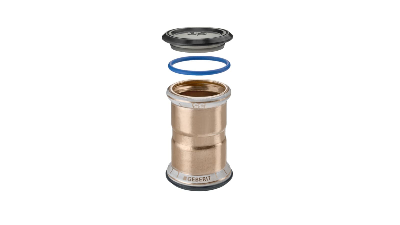 Geberit Mapress Cobre, FKM, azul: para utilização com fluidos que contenham óleo Geberit Mapress Cobre, FKM, azul: para utilização com fluidos que contenham óleo