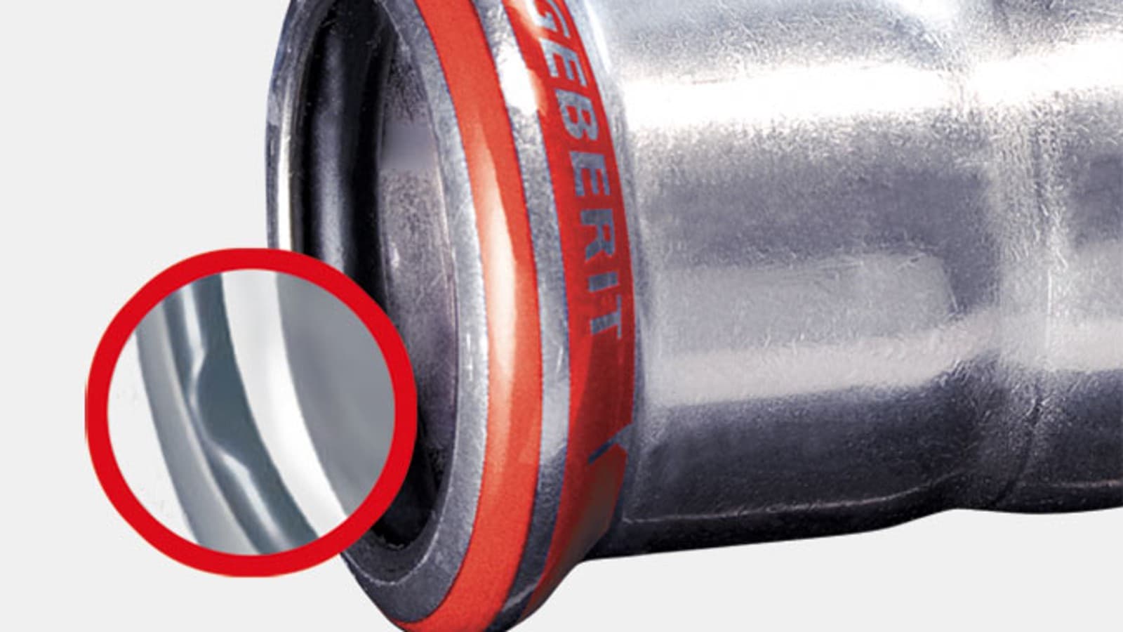 Acessório Geberit Mapress Aço carbono com indicador de compressão vermelho e O-ring preto Acessório Geberit Mapress Aço carbono com indicador de compressão vermelho e O-ring preto