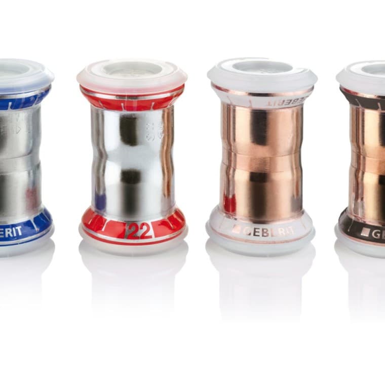 Acessórios Geberit Mapress em vários materiais com tampas de proteção Acessórios Geberit Mapress em vários materiais com tampas de proteção