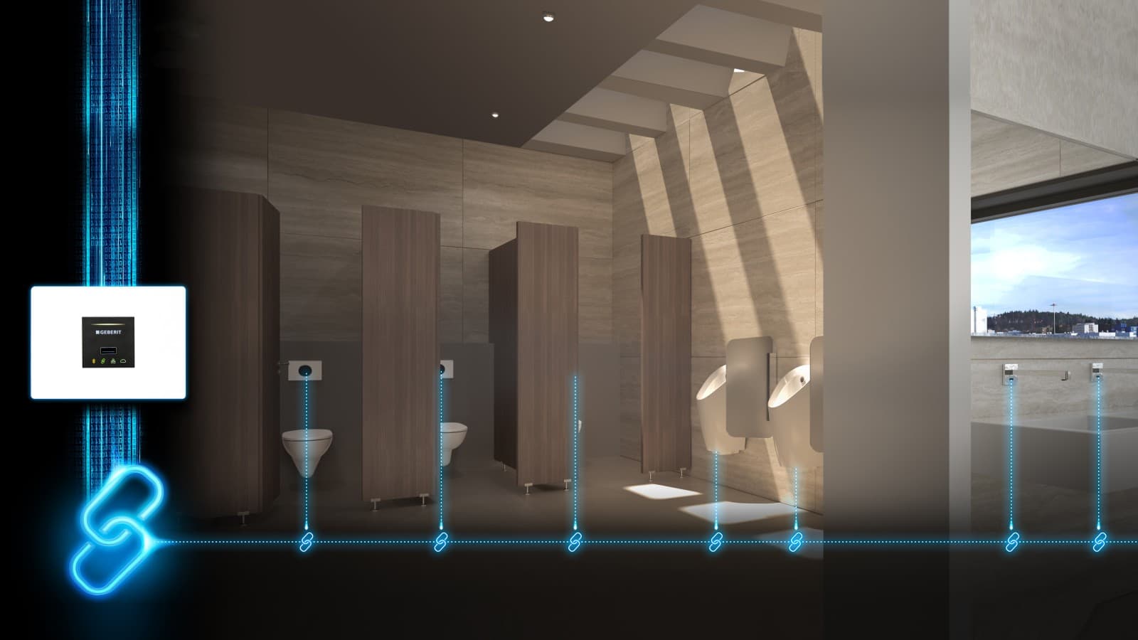 Colocação em rede de um divisão sanitária num edifício não residencial Colocação em rede de um divisão sanitária num edifício não residencial